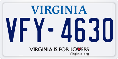 VA license plate VFY4630