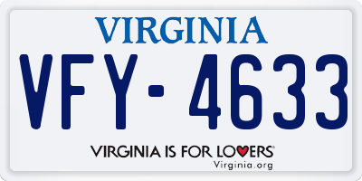 VA license plate VFY4633