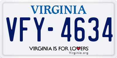 VA license plate VFY4634