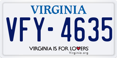 VA license plate VFY4635