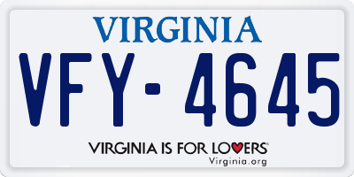 VA license plate VFY4645