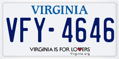 VA license plate VFY4646