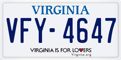 VA license plate VFY4647