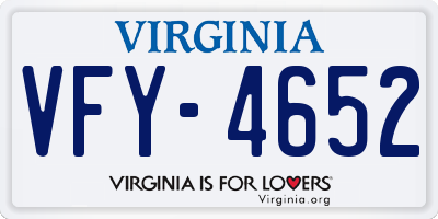 VA license plate VFY4652