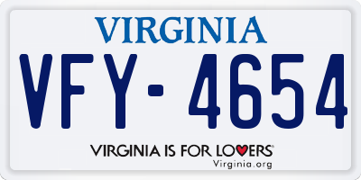 VA license plate VFY4654