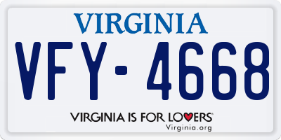 VA license plate VFY4668
