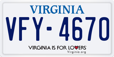 VA license plate VFY4670