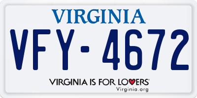 VA license plate VFY4672