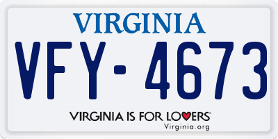 VA license plate VFY4673