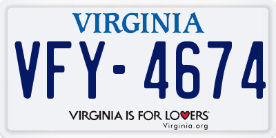 VA license plate VFY4674