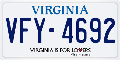 VA license plate VFY4692