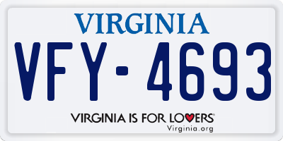VA license plate VFY4693