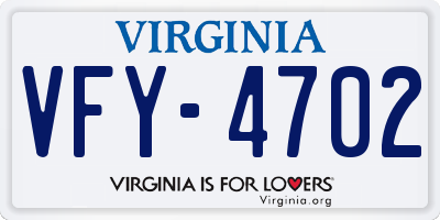 VA license plate VFY4702