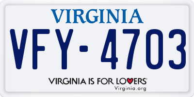 VA license plate VFY4703