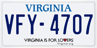 VA license plate VFY4707