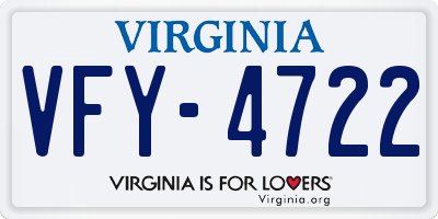 VA license plate VFY4722