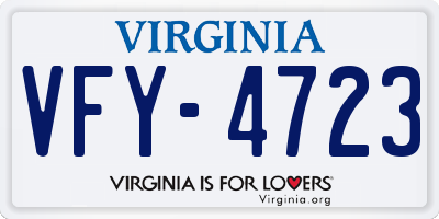 VA license plate VFY4723