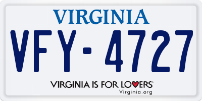 VA license plate VFY4727
