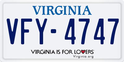 VA license plate VFY4747