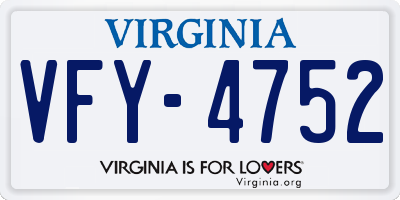 VA license plate VFY4752