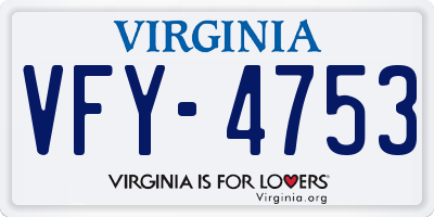 VA license plate VFY4753