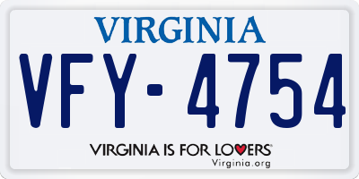 VA license plate VFY4754