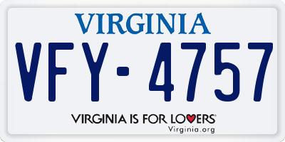 VA license plate VFY4757