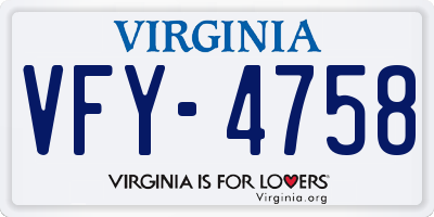 VA license plate VFY4758