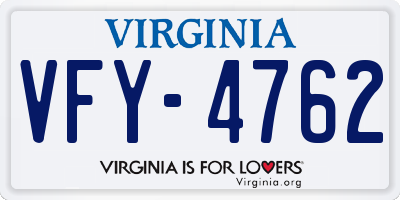 VA license plate VFY4762