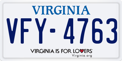 VA license plate VFY4763