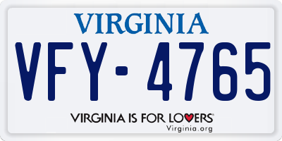 VA license plate VFY4765
