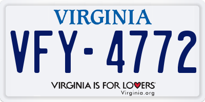 VA license plate VFY4772