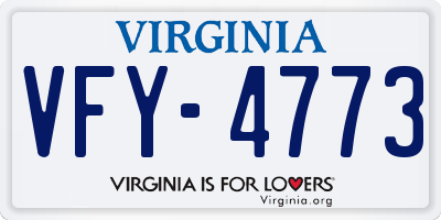 VA license plate VFY4773