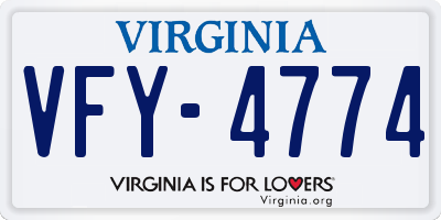 VA license plate VFY4774