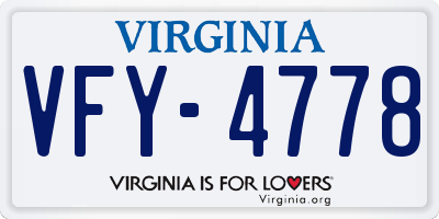 VA license plate VFY4778