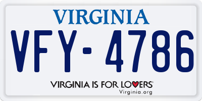 VA license plate VFY4786
