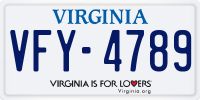 VA license plate VFY4789