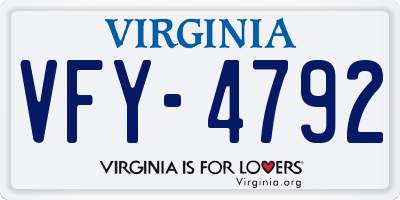 VA license plate VFY4792