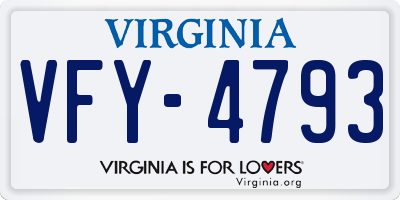 VA license plate VFY4793