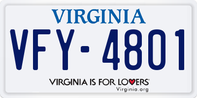 VA license plate VFY4801