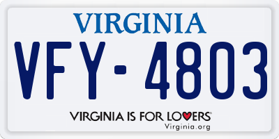 VA license plate VFY4803