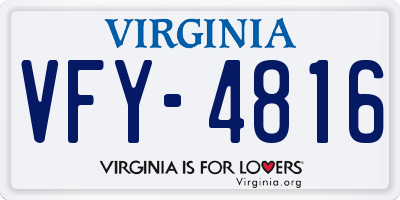 VA license plate VFY4816