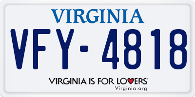 VA license plate VFY4818