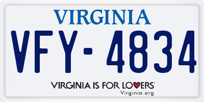 VA license plate VFY4834