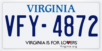 VA license plate VFY4872