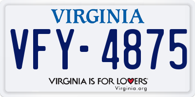 VA license plate VFY4875