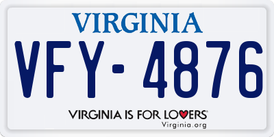 VA license plate VFY4876