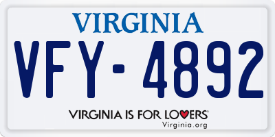VA license plate VFY4892