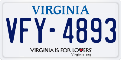 VA license plate VFY4893