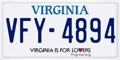 VA license plate VFY4894
